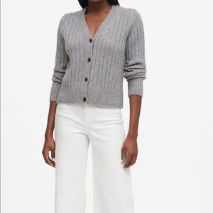 Merino Blend Boxy Cropped Cardigan